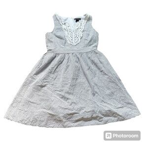 Cotton Sleeveless Jessica Howard Grey & White Striped Sun Dress with Pockets